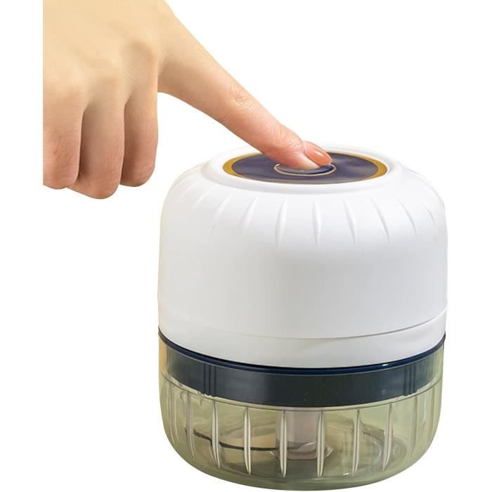 Hachoir Électrique Portable Sans Fil - 300 Ml - Lame Acier Inoxydable 304 - Pour Ail, Légumes, Noix - Rechargeable Par USB - 4