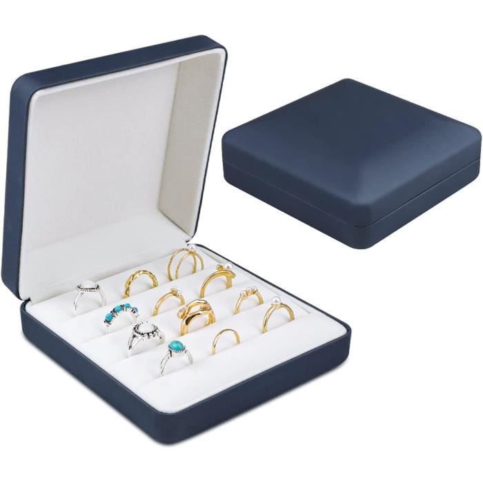 Boîte De Rangement Premium Pour Bagues - 100 Emplacements Avec Couvercle