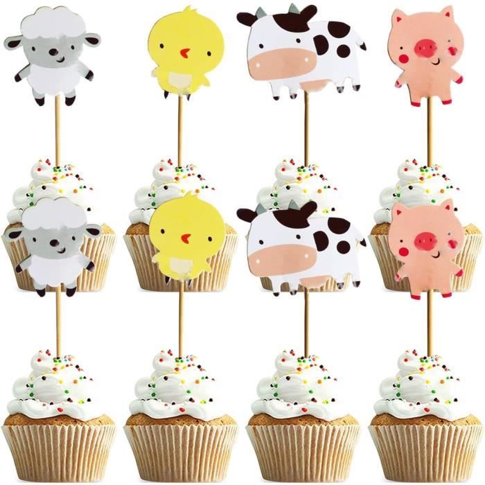 Décoration Gâteau Jungle - Figurines Animaux + Joyeux Anniversaire, Pour Anniversaire Enfant