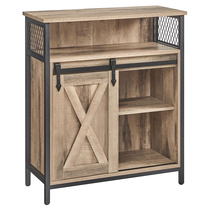 VASAGLE Buffet Cuisine Commode avec Porte Coulissante 30 x 70 x 80 cm Étagères Réglables Marron Camel et Noir dencre VASAGLE Buffet Cuisine Commode avec Porte Coulissante 30 x 70 x 80 cm Étagères Réglables Marron Camel et Noir dencre