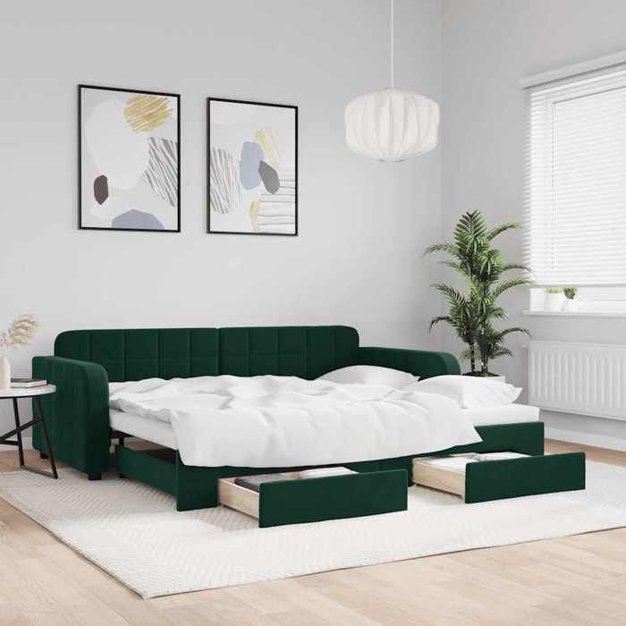 vidaXL Lit de jour avec gigogne et tiroirs sans matelas 90x200 cm 3196979