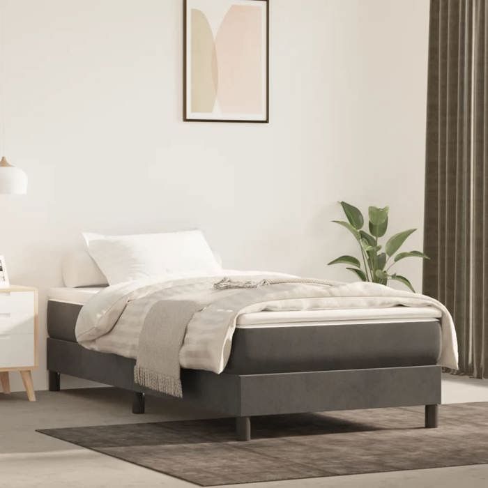vidaXL Cadre de lit à lattes Lit Rembourré Lit Simple Lit Adulte Meuble de Chambre à Coucher Intérieur Moderne Gris 3120755