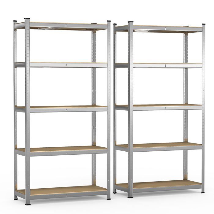 VOUNOT® Lot de 2 Etagères métalliques charge lourde 1250kg - 90x40x180cm - 5 tablettes réglables - rayonnage renforcé VOUNOT® Lot de 2 Etagères métalliques charge lourde 1250kg - 90x40x180cm - 5 tablettes réglables - rayonnage renforcé