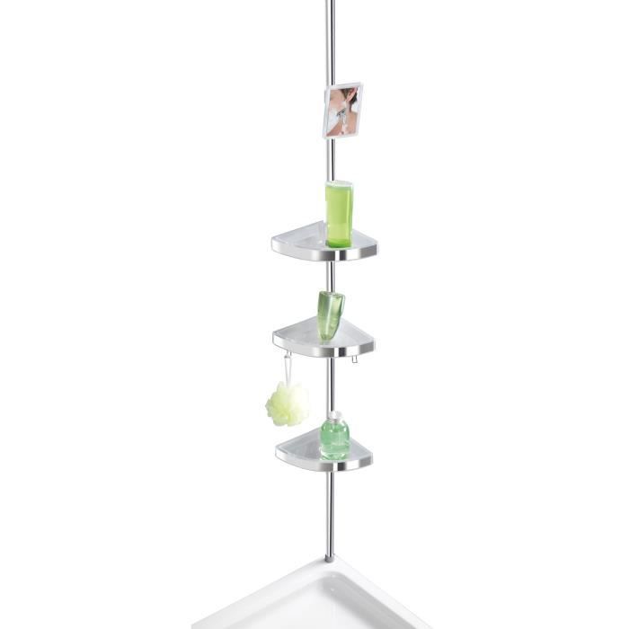 Étagère dangle de douche télescopique - WENKO - Premium - 3 paniers - Aluminium & plastique - Fixation sans perçage