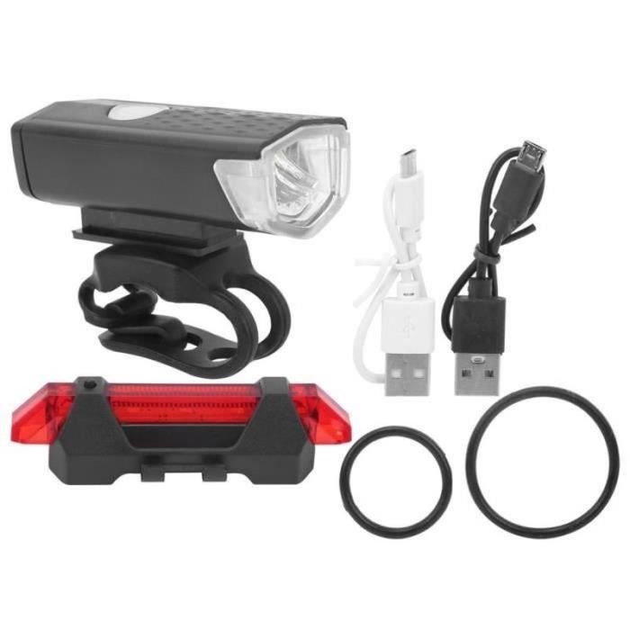 Éclairage Vélo Avant/Arrière Rechargeable USB - LED, Étanche IPX4 | 3 Modes Avant, 3 Modes Arrière - 4