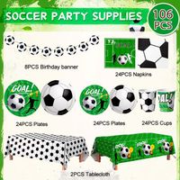 PYAILI Kit Vaisselle Football 20 Invités - Assiettes Serviettes Thème Foot Anniversaire Enfant