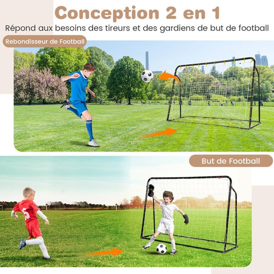 Filet De Rebond Football – 85 X 85 Cm, Double Face, Réglable 8 Angles, Cadre Acier, Pour Jardin Et Parc