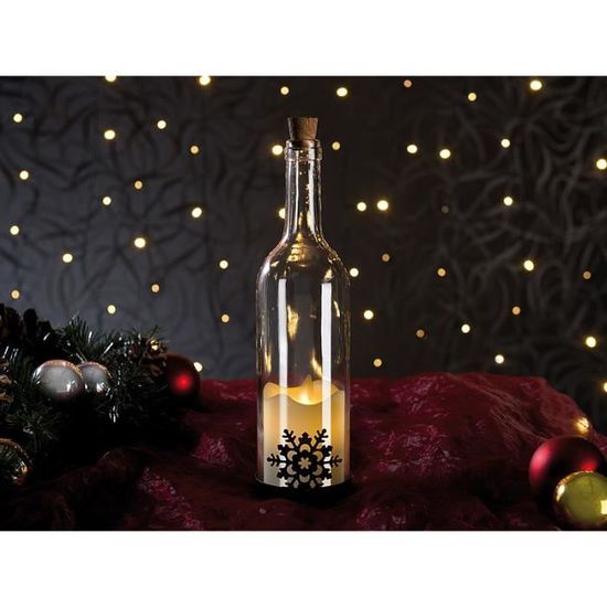 Bouteille de vin décorative avec bougie LED vacillante - Classique, Bougeoirs et bougies à LED