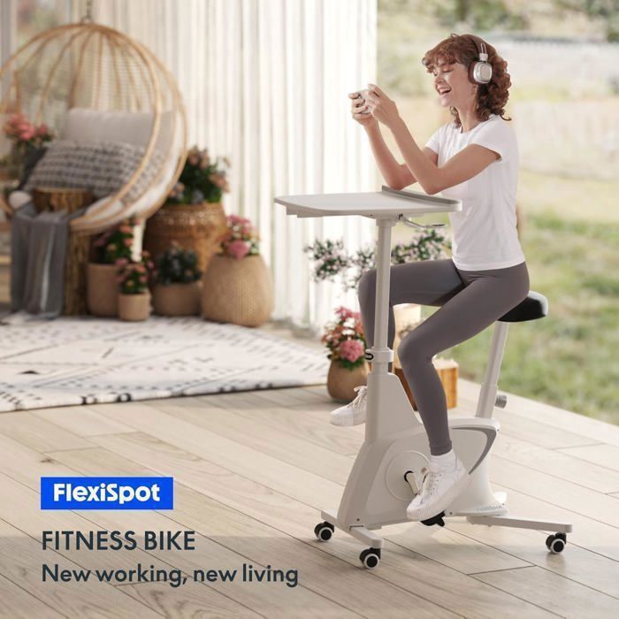 Vélo D'Appartement Avec Tabletie - FlexiSpot - Portable, Silencieux, Cadre Stable - Jusqu'à 100 Kg - 12
