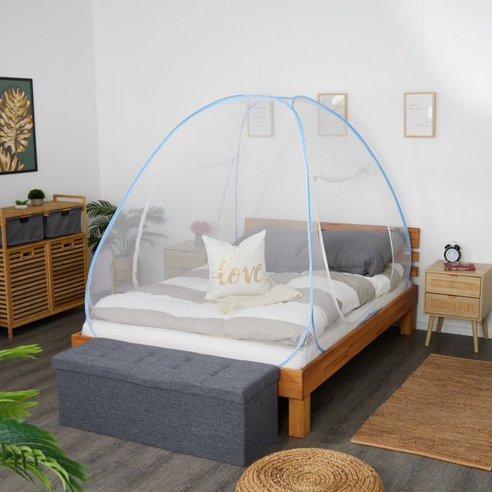 Moustiquaire Ciel De Lit 220x200x180 Cm – Polyester, Mailles Fines, Pour Lit Double, Camping, Maison