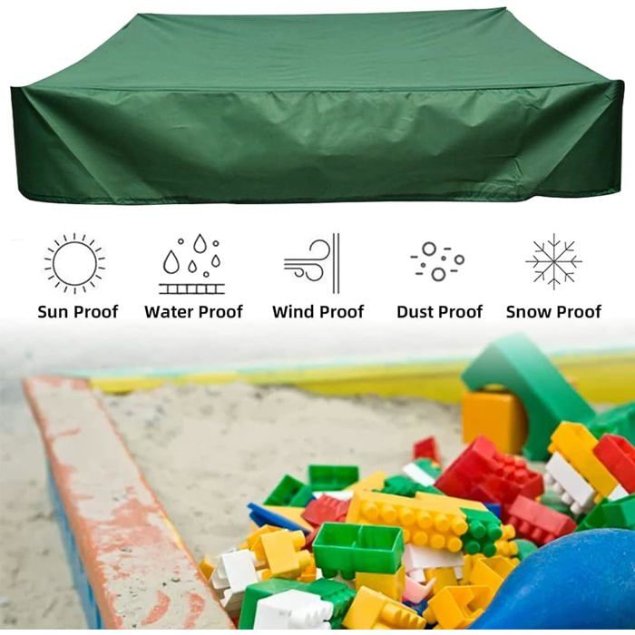 Bâche De Protection Pour Bac à Sable – 100 X 15 Cm – Ronde – étanche – Tissu Oxford Vert – Avec élastique