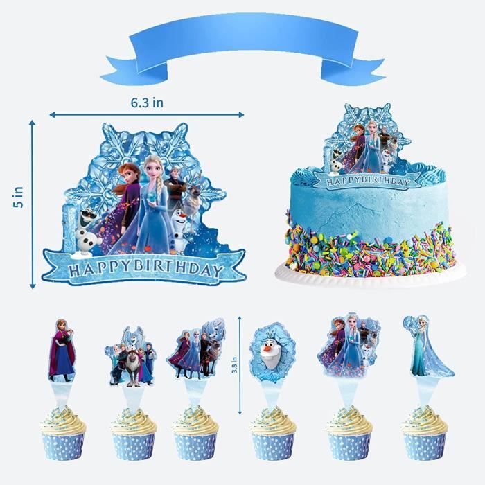 Topper gâteau Princesse Elsa de La Reine des Neiges pour petite fille,pics  de décoration à