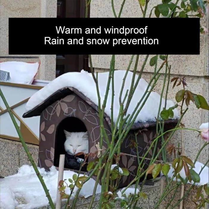 Niche Chat Extérieur Imperméable Et Isolée - Cabane Hiver Avec Coussin Et Base Surélevée - Pour Chat Et Petit Chien - 6