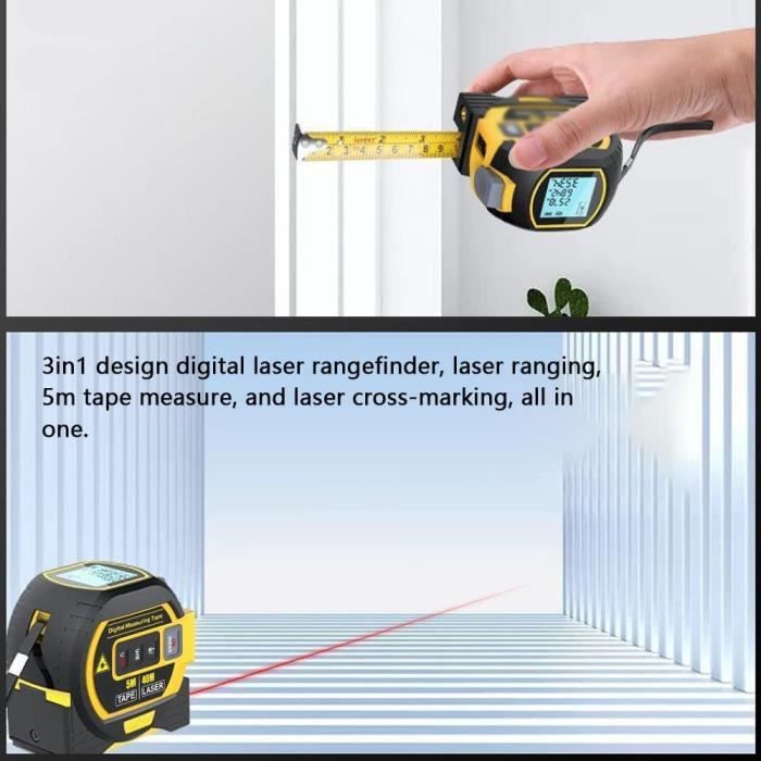 Télémètre Laser TACKLIFE 60 m, Télémètre Laser, Ecartement de 1,5 mm,  Calcule le Volume de Surface à Distance, LCD - HD60 - Cdiscount Bricolage