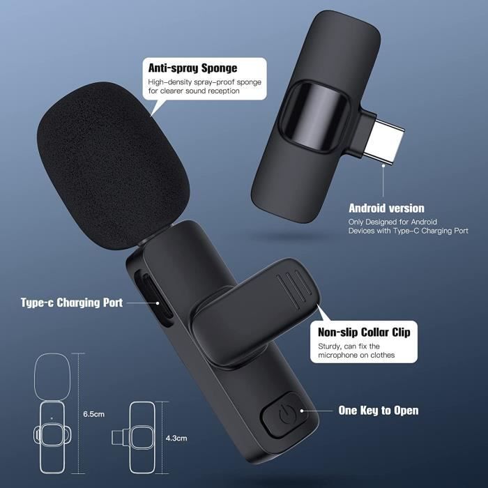Micro Cravate Sans Fil pour iPhone 2.4 GHZ PLUG-PLAY Avec Boîte de Charge -  Cdiscount TV Son Photo