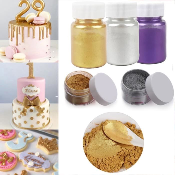 Ensemble 7 Poudre de décoration de gâteau à paillettes comestibles, Mousse  de gâteau Macaron chocolat, poudre - Cdiscount Maison