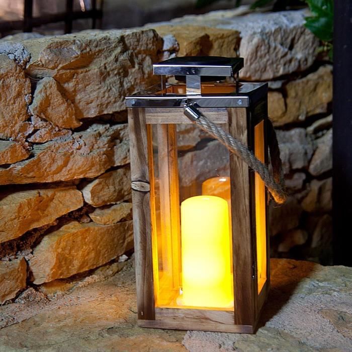 Lumineo Bougie LED Solaire D'Extérieur 7 X 10 Cm – Blanc Chaud – Bougie Pilier Rainurée – Décoration Jardin Sans Flamme – Ambiance Chaleureuse Toute L'Année