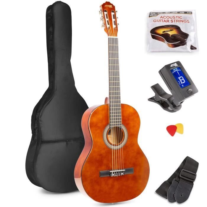 TIGER Sangle de guitare avec supports de médiators et médiators pour  guitare classique, électrique, basse et acoustique - Marron