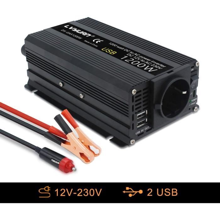 Convertisseur 12V 220V 600W -1200W Convertisseur De Tension Double Usb ...