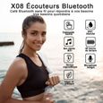 Écouteurs Bluetooth Casque sans Fil 5.0 avec Réduction du Bruit, Oreillettes Intra-Auriculaire avec Micro Intégré HiFi Stéréoc Noir-2