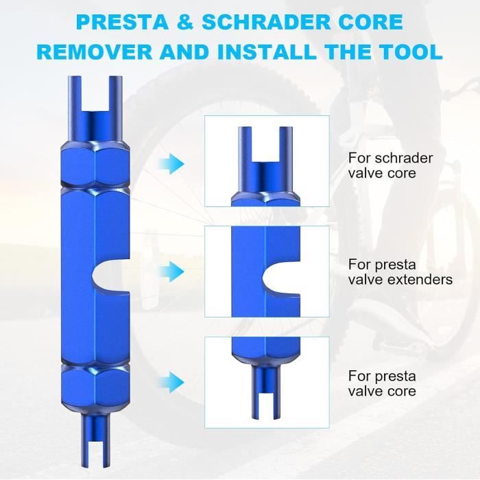 Kit 7 Pièces Pour Valves Presta Tubeless - Noyaux Valve, Outil Démontage Et Adaptateur Pour Réparation Vélo