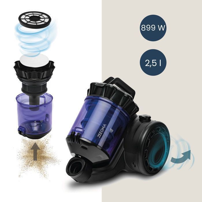 Aspirateur traineau sans sac - ZEEGMA - Zonder Base - 899 W - 2,5L ...