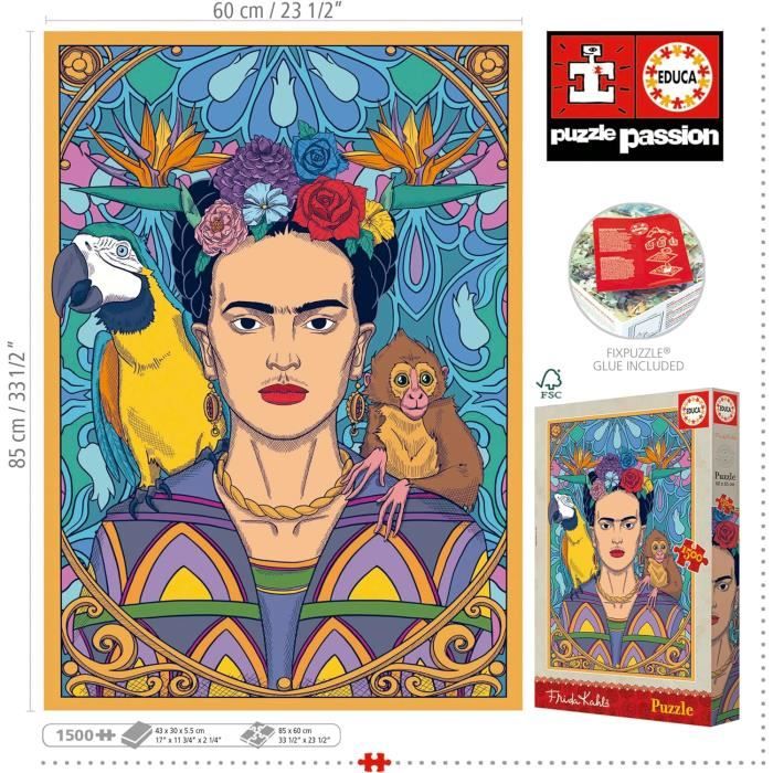 Puzzle De 1500 Pièces Pour Adultes | Frida Kahlo. Mesure: 85 X 60 Cm ...