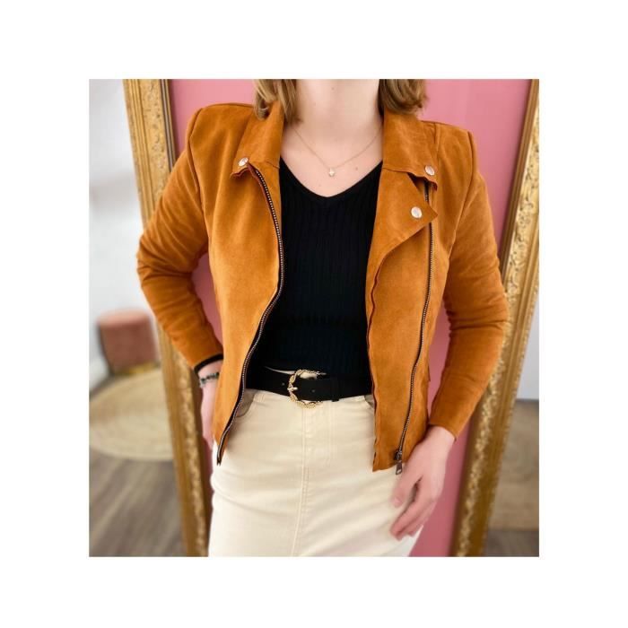 Veste perfecto femme cintr e a Rouille Cdiscount Pr t Porter