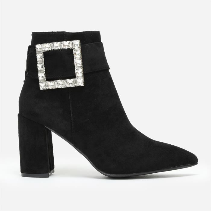 Bottines femme store noir avec strass