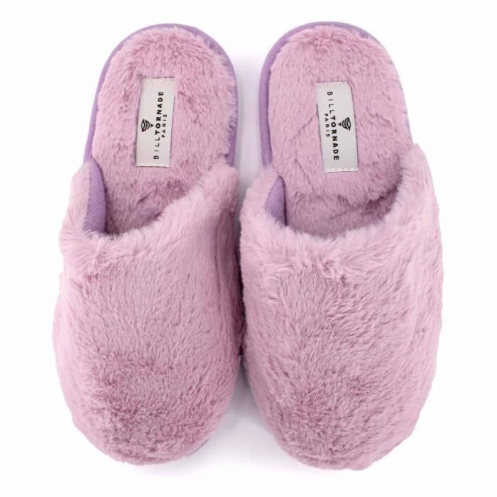 Chaussons fausse fourrure fourr s Femme BILL TORNADE Violet clair