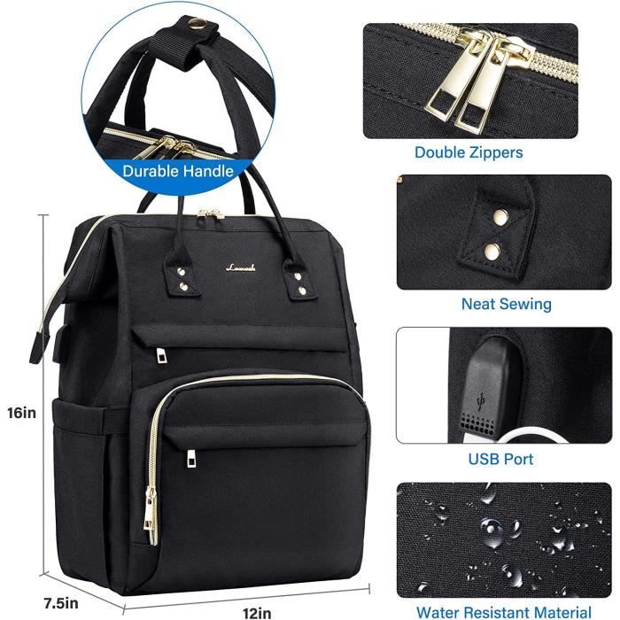 LOVEVOOK Sac Dos pour Ordinateur 15.6 Pouces Sac ados Femme