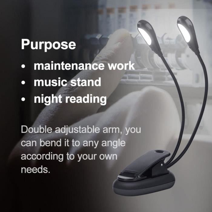 Dilwe Lampe pupitre Musique, 6 LED - 8 LED Mini Lampe ¨¤ Double t