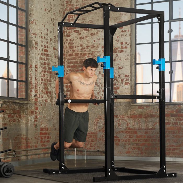 TECTAKE Cage de Musculation Traction Squats Dips 4 Supports pour