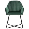 29308-Vintage Chaise de cuisine - Chaises de salle à manger 2 pcs Vert Velours Chaise à dîner - Fauteuil de Relaxation - Moderne-3