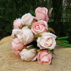 Fleurs Artificielles AUSHOPLAH Avec Vase Céramique - Décoration Maison, Mariage, Bureau, Looks Vraies Fleurs, Couleur Rose