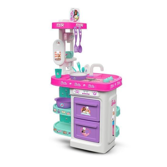 Cuisine Jouet Barbie 75cm - Avec Accessoires (four, Micro-ondes, Machine à Café), Dès 3 Ans