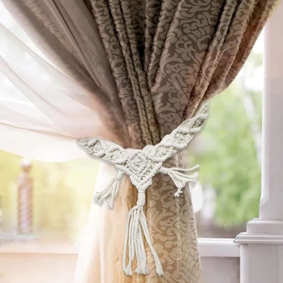 attaches décoratives beiges Lot de 2 embrasses de rideaux supports rustiques pour rideaux transparents et rideaux occultants. faites à la main en corde de coton naturel