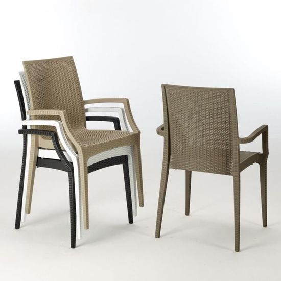 Chaise Fauteuil Avec Accoudoirs Bar Cafe Restaurants En Polyrattan Bistro Arm Grand Soleil Couleur Beig Achat Vente Chaise Prolongation Soldes Cdiscount