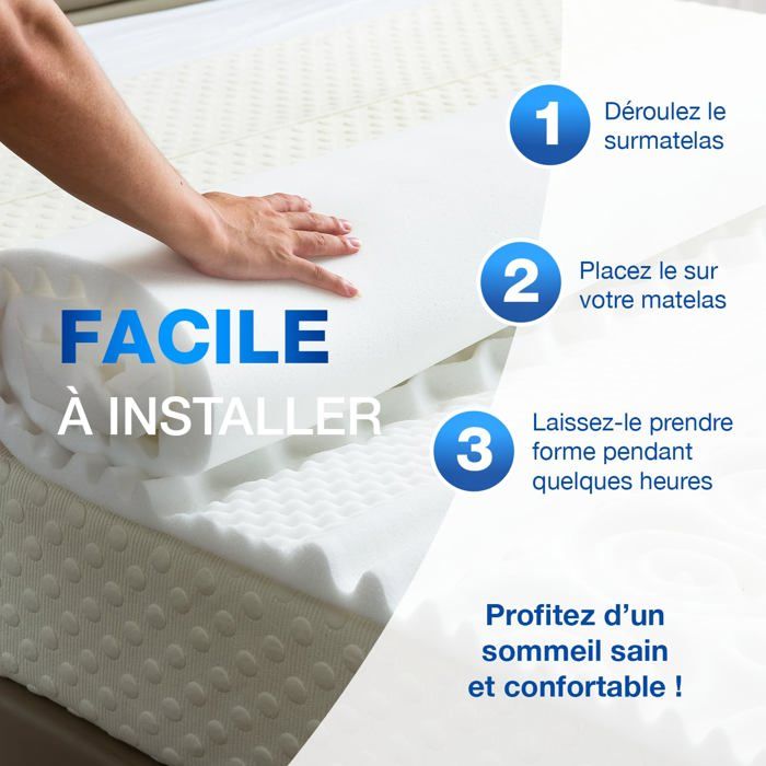 CATAVANA - Surmatelas Mémoire de Forme 4,5 cm + Housse Bambou - 80x200