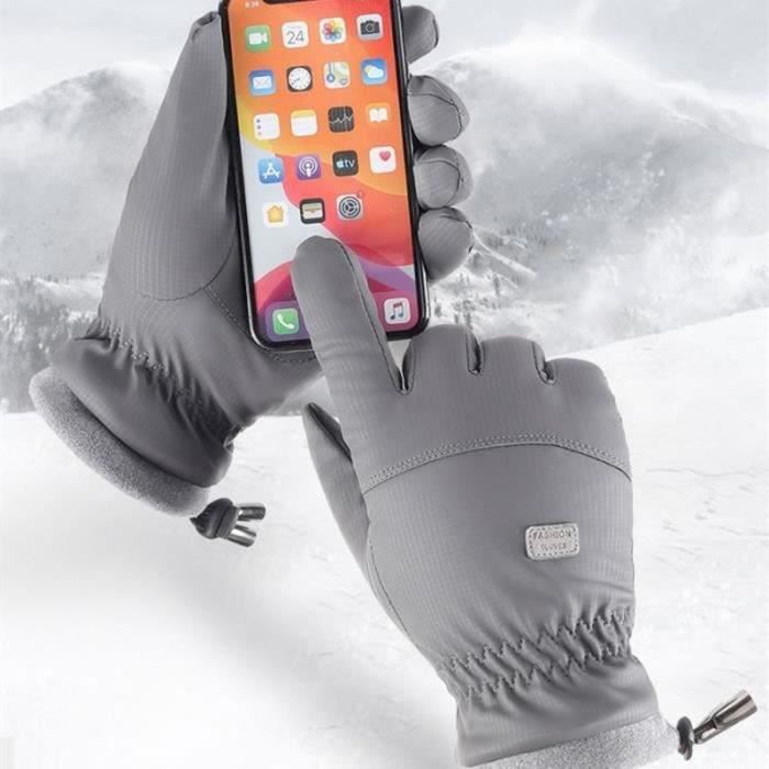 Gants gris hiver femme chauds tactiles compatibles smartphone