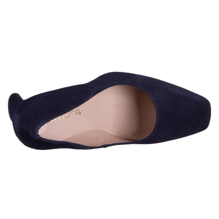 Chaussures Femme UNISA Waba Bleu Cuir Talon Carr Lacets