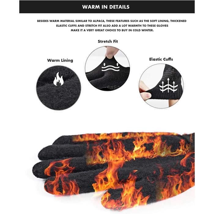 Gants D’hiver Tactiles Homme/femme – Chauds, Coupe-vent, Antidérapants, Pour Vélo/sport