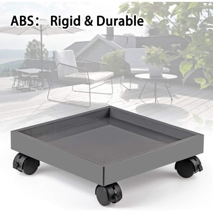 Support à Roulettes Pour Pot De Fleurs Rond - Diamètre 30 Cm, Charge 20 Kg - 4 Roues - Pour Intérieur Et Extérieur