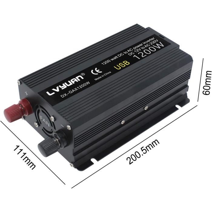 Convertisseur 12V 220V 600W -1200W Convertisseur De Tension Double Usb ...