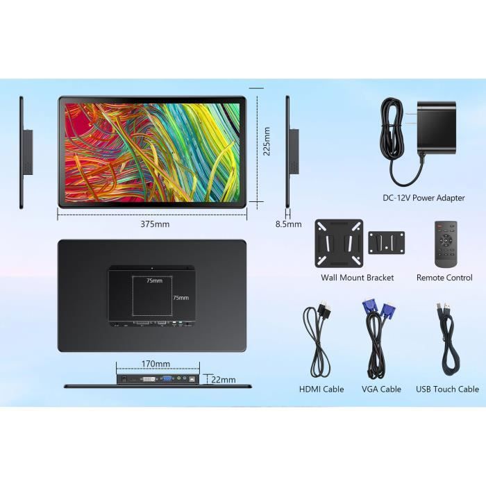 UPERFECT Touchscreen 1080 Portable Monitor VGA DVI Port HDMI For TV DVD PC