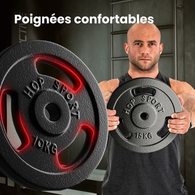 Banc Musculation Hop-Sport HS-1080 Pliable - Avec Poids 60kg - Multifonction Réglable - Charge 250kg