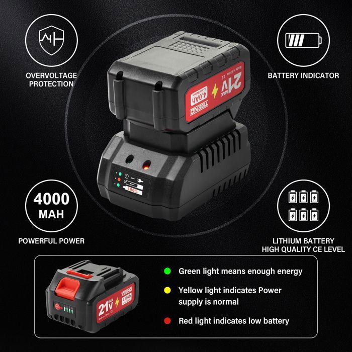 Perceuse Sans Fil - MARQUE - 21 V - 2 Batteries 1,5 Ah - 24 3 Vitesses 65 Nm Avec Led 87375677