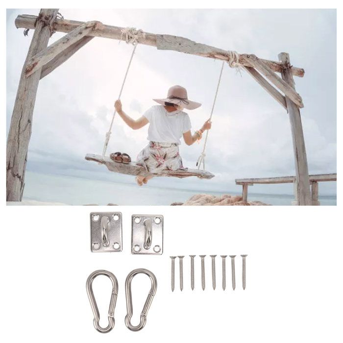 Lot De 2 Crochets Robustes Pour Hamac - Fixation Intérieur Extérieur Galvanisé Charge Lourde