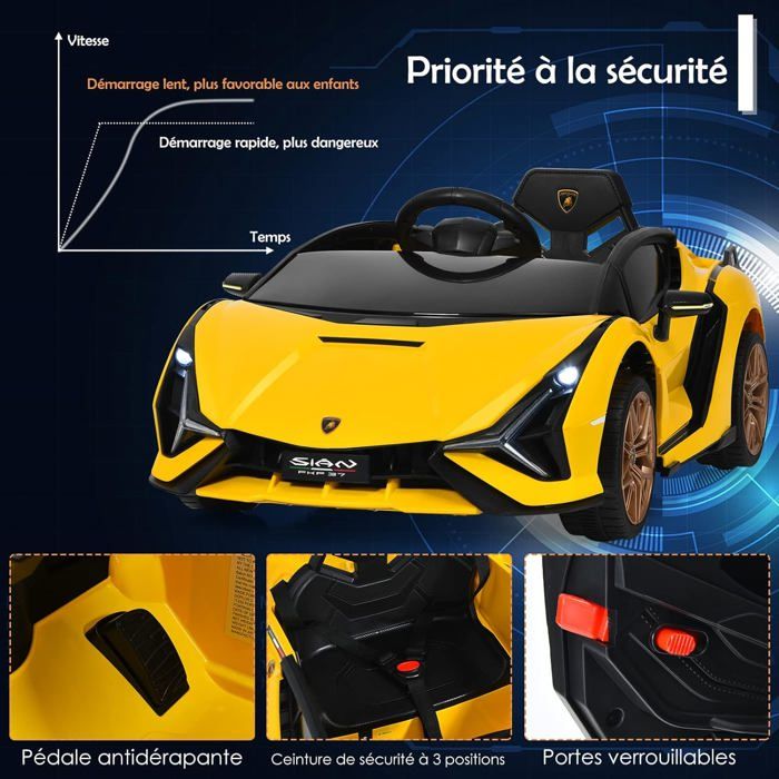 Voiture électrique Lamborghini Sian 12V Enfant - Télécommande 2.4G, Max 5 Km/h, Verte