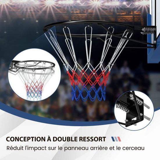 Anneau De Basket COSTWAY Mural – Jante Universelle 38,5 Cm Intérieur, Métal Laqué, Filet Anti-déchirure